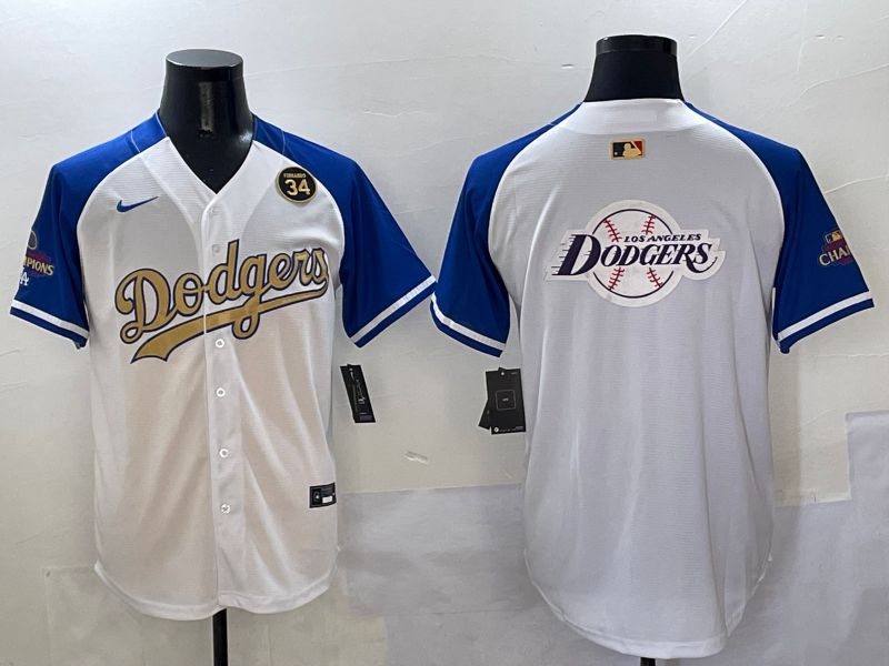 Men Los Angeles Dodgers Blank White Blue Gold Game Nike 2025 MLB Jersey style 42936->los angeles dodgers->MLB Jersey